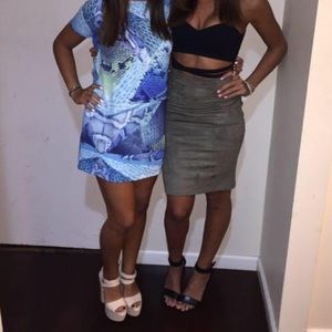 Blue/green snake pattern dress